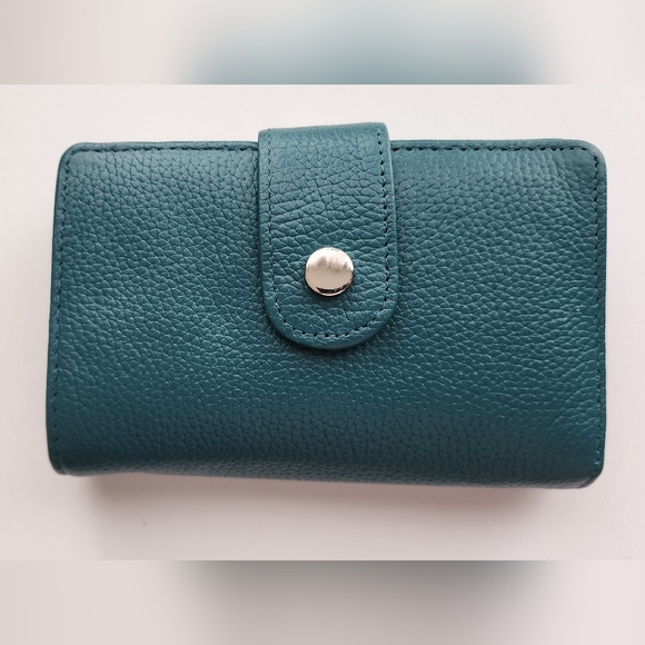 Teal leather wallet - Picture 1 of 8